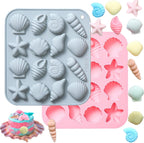 Ocean-Themed Chocolate Mold Set - Food-Grade Silicone Baking Molds with Shell, Starfish, Seashell Beach Life Phrases, Reusable for Under the Sea Cakes, Cupcakes & Party Treats - 2 Pack