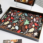 Rectangle Serving Tray with Handles, Coffee Table Tray for Ottoman, Organizer Vanity Tray for Living Room, Outdoor Tray for Patio Entertaining, Serving Breakfast Kitchen Platter LEE3040BH