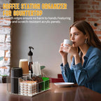 Acrylic Coffee Bar Organizer Station - Multiple Compartments - Kitchen Bar Tools Storage Rack - Beverage Station Organizer for Coffee Creamer Syrup