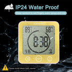 KADAMS Shower Clock Waterproof Bathroom Timer – Digital Wall Clock with Countdown, Magnetic Kitchen Clock with Temperature & Humidity, Suction Cup for Kids Shower Spa Sauna Cook Bath (Yellow)