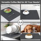 ZLR Coffee Mat - 16" x 20" Large Kitchen Hide Stain Absorbent Dish Drying Mat for Countertop - Easy to Clean Coffee Bar Mat for Espresso Machine and Spill Protection - Dark Gray