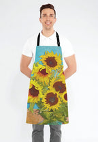 Apron, Oil Painting Sunflower Unisex Kitchen Bib with Adjustable Neck for Cooking Gardening,Adult Size