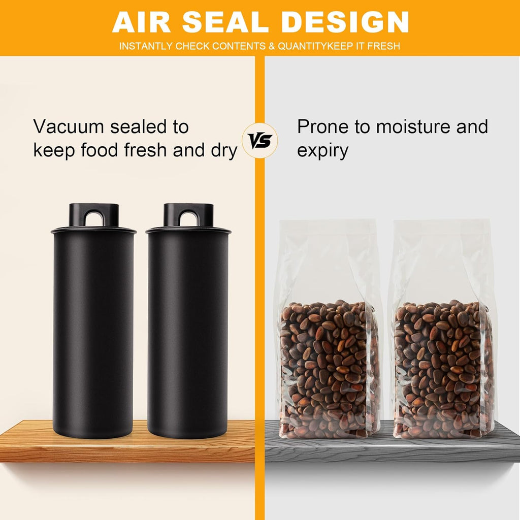 Vacuum Coffee Canister, 53oz Air Seal for Coffee Bean Storage, Stainless Steel Food Storage Container, Preserves Freshness Longer, Airtight Coffee Storage for Grounds & Whole Beans