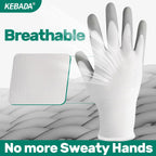 Kebada W1 Work Gloves for Men and Women, 12 Pairs Touchscreen Safety Gloves with Grip, PU-Coated, Ideal for Light & Medium Duty Tasks, White, X-Large