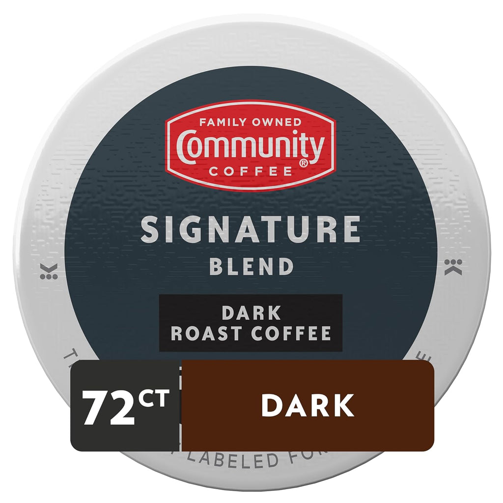 Community Coffee Signature Blend 72 Count Coffee Pods, Dark Roast, Compatible with Keurig 2.0 K-Cup Brewers, 12 Count (Pack of 6)
