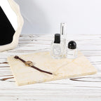 Koville Natural Marble Cutting Board for Kitchen Pastry Bread, 12" x 8" Genuine Marble Cheese Board Stone Tray for Counter, Stone Cutting Boards Bathroom Perfume Jewelry Tray for Decor(Yellow)