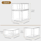 6Pack Pantry Organizers and Storage,Clear Stackable Kitchen Storage Organizer,Foods Organizer Bins with Handles, Easily Assemble for Bathroom, Kitchen, Refrigerator, Pantry, Cabinet, Closet