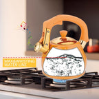 Stainless Steel Tea Kettle for Stove Top Teakettles Stovetop Whistling with Heat Proof Ergonomic Handle 2.5 Quart