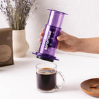 AeroPress Clear Purple Coffee Press – 3 In 1 Brew Method Combines French Press, Espresso, Full Bodied Coffee Without Grit or Bitterness, Small Portable Coffee Maker for Camping & Travel, Purple