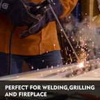LeaSeek Leather Forge Welding Gloves, Heat/Fire Resistant Barbecue Gloves,Mitts for Fireplace,BBQ,Welder,Grill,Oven,Stove,Tig