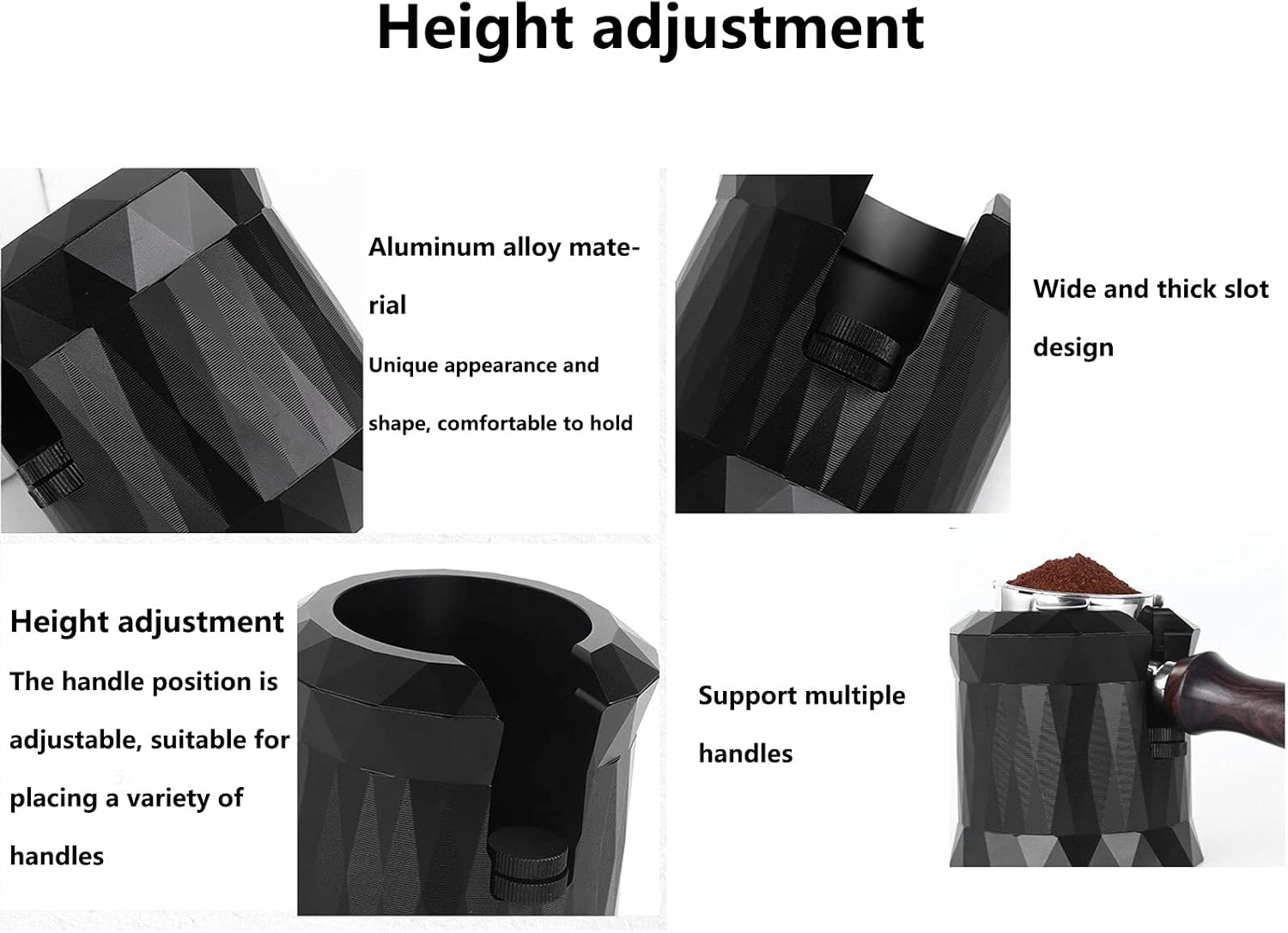 Coffee Portafilter Holder, Aluminum Alloy Coffee Tamper Stand Portafilter Stand Base for Coffee Machine (Matte Black)