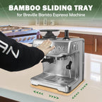 Bamboo Appliance Slider fit for Breville Barista Espresso Machine 870/878 - Under Cabinet Sliding Tray Caddy for Breville Barista/Barista Pro, Coffee Maker Mover Kitchen Countertop