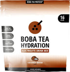 Boba Tea Hydration | Electrolyte Powder Drink Mix | Coconut Water | 1000mg Electrolytes, Vitamin C | 16 Stick Packets