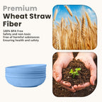Homienly Wheat Straw Big Bowls Salad Bowls Set of 6 10 inch Serving Bowls 65 oz Large Bowls Plastic Plates Bowls Wide and Shallow Bowls for Kitchen Microwave & Dishwasher Safe-Sky Blue