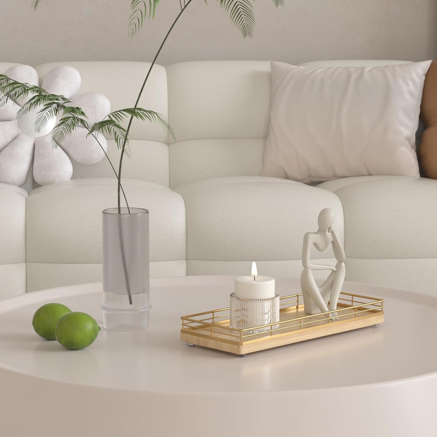 Wooden Decorative Tray, Oak 11.2" L Kitchen Countertop Soap Sponge Holder for Dresser Perfume Tray Jewelry Candle Nightstand Table Centerpieces for Dining Room Decor Natural