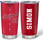Hyturtle Personalized Baseball Tumbler Baseball Players Design Stainless Steel Double Walled Vacuum Insulated Tumblers 20oz30oz Coffee Travel Mug Cup Christmas Gift For Men Boys Friends Dad Sports Fan