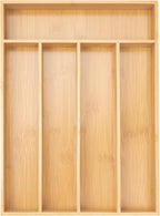 Silverware Organizer Kitchen Drawer Organizer Utensil Organizer Bamboo Silverware Holder Cutlery Organizer in Drawer Flatware Organizer Tray(5 slots, Natural