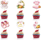 36Pcs Little Pumpkin Cupcake Toppers Pink Pumpkin Cupcake Picks Little Pumpkin Baby Shower Cake Decorations Thanksgiving Party Cake Decorations Kids Birthday Party Supplies