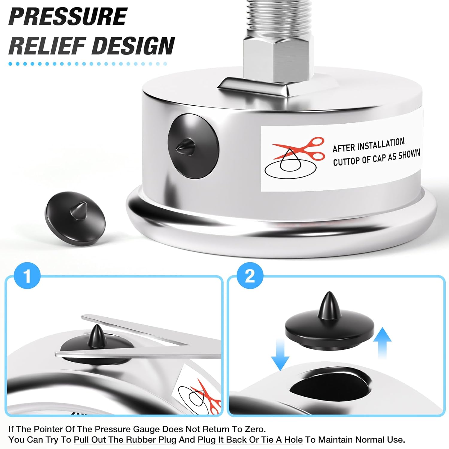 MEANLIN MEASURE 0~200Psi Liquid Filled Pressure Gauge Stainless Steel with 316 Stainless Steel Joint 1/4" NPT 2.5" FACE DIAL for Air Compressor Air Regulator Water Filter Center Back Mount