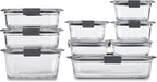 Rubbermaid Brilliance Glass Food Storage Containers, Assorted Sizes, Set of 9, BPA-Free, Leak-Proof, Clear