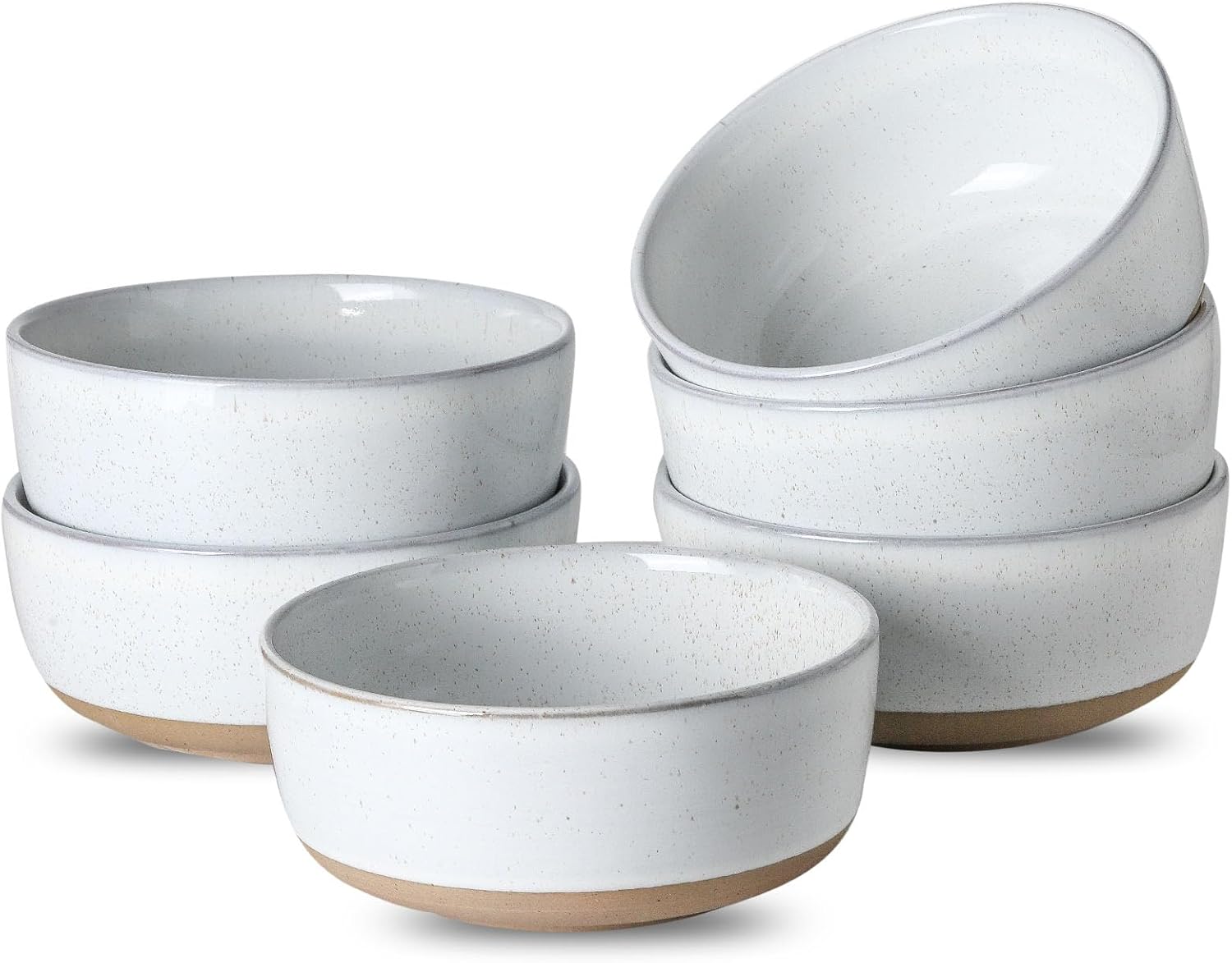 Ceramic Soup Bowls Set of 6,30 Ounce Stoneware Cereal Bowl,Porcelain Nesting Bowls for Oatmeal,Popcorn,Soup,Pasta,Fruit,Housewarming Gift,Microwave & Dishwasher Safe,White