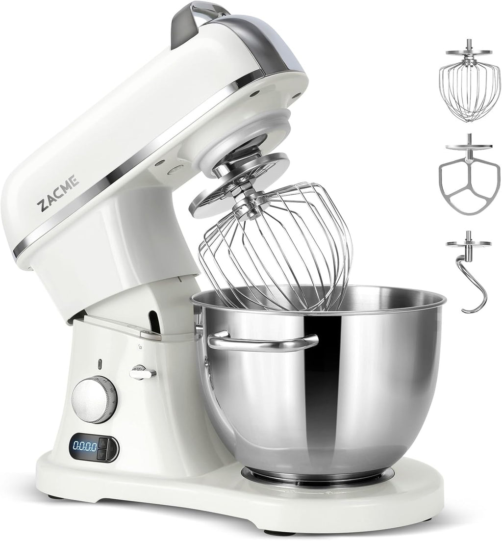ZACME 8.4QT Commercial Stand Mixer 800W with NSF Certified and Aluminum Die Casting, Mixers Kitchen Electric Stand Mixer with Stainless Steel 8L Bowl, Dough Hook, Whisk and Beater, Porcelain