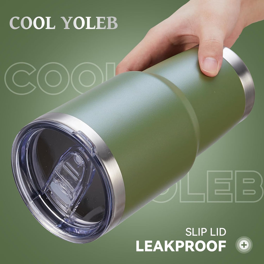 30 oz Tumbler with Lid Stainless Steel Tumblers Vacuum Insulated Cup Reusable Powder Coated Travel Mug Double Wall Leak Proof Portable Cups Keep Cold Drinks for 12 Hours, Army Green, 1 Pack