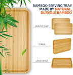 Bamboo Serving Tray 2 Pack – Trays for Serving Food in Bed Couch Kitchen or Patio – Rectangular Wooden Platters for Meals Snacks or Decor – TV Trays Set for Dinner or Party or Tabletop Fire Pit