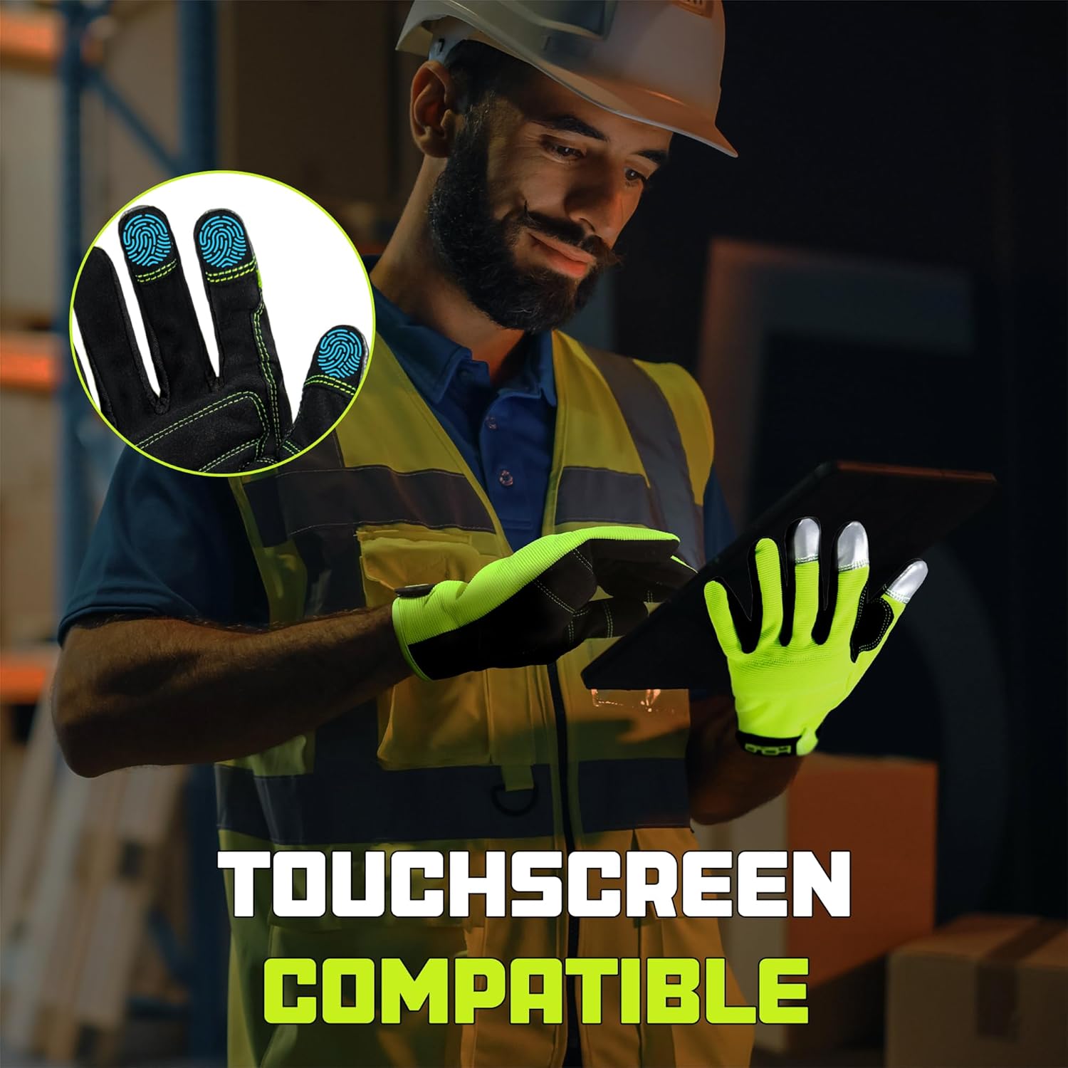 HANDLANDY Work Gloves for Men & Women, Utility Mechanic Working Gloves Touch Screen, Flexible Yard Work Gloves