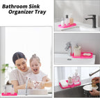 Silicone Bathroom Soap Dishes with Drain Spout-Bathroom and Kitchen Sink Organizer,Sponge Holder,Dish Soap Tray,Perfect for Dispenser,Scrubber,Bottle,Cup on Sink or Counter-Rose 9.6"×5.3"