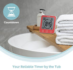 KADAMS Shower Clock Waterproof Bathroom Timer – Digital Wall Clock with Countdown, Magnetic Kitchen Clock with Temperature & Humidity, Suction Cup for Kids Shower Spa Sauna Cook Bath (Red)