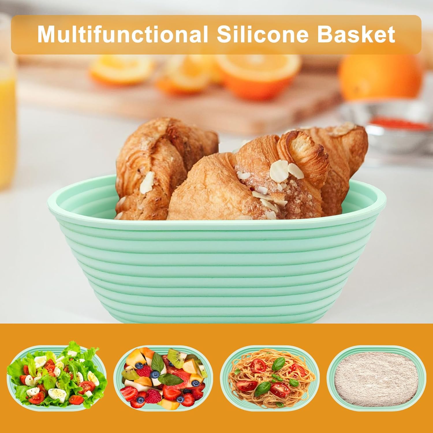 Silicone Banneton, Sourdough Bread Baskets (Set of 5, 6.5 Inch), Mini Oval Proofing Bowls, Bread Making Baking Supplies, Banneton proofing basket for Sourdough Baking