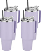 HASLE OUTFITTERS 40 oz Stainless Steel Tumbler with Handle, Vacuum Insulated Tumblers Bulk, Reusable Double Wall Travel Coffee Mug, Durable Powder Coated Water Bottle(Purple, 4)