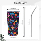 Mushroom Tumbler with Lid and Straw 20oz Coffee Tumblers Leakproof Stainless Steel Travel Mug Vacuum Insulated Cup for Iced and Hot