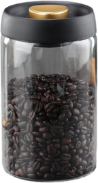 LOEZ Coffee Bean Storage Container Airtight, Lid Sealed with Press-Down Vacuum, Borosilicate Glass Coffee Canister, Food Storage, Coffee Bar for Ground Coffee, Tea, Beans, Spices (Large - Clear)