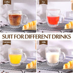 Gerrii Espresso Cups Double Walled Espresso Shot Glass with Handle Cups Insulated Clear Small Shot Glasses for Cappuccino Latte Hot Beverage(8 Pcs,12 oz)