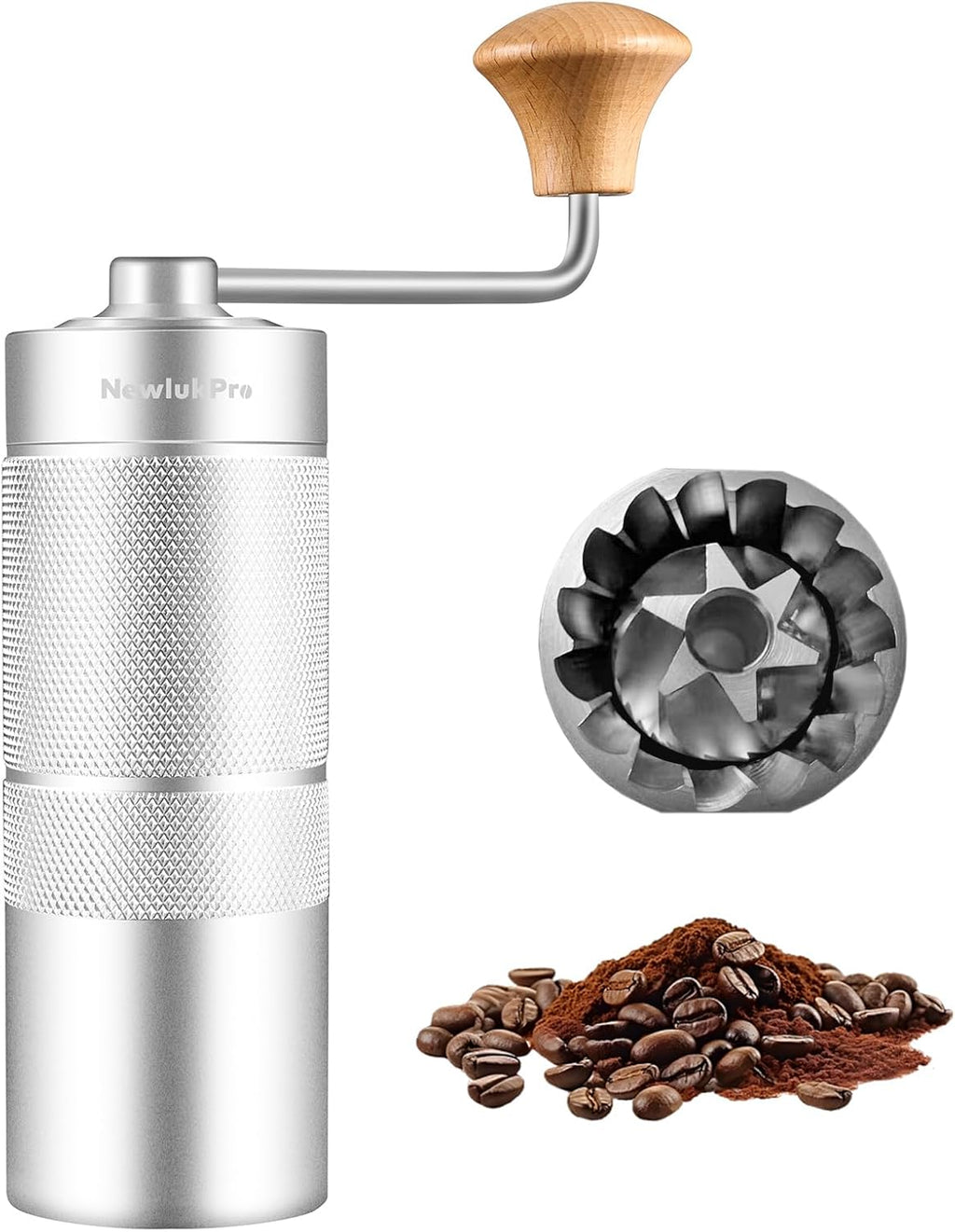 M6 Manual Coffee Grinder,Conical Hexagonal Burr & Double Bearings for Smooth Grinding,Portable Mini Hand Coffee Grinder for Espresso Pour Over French Press at Home or Camping Travling