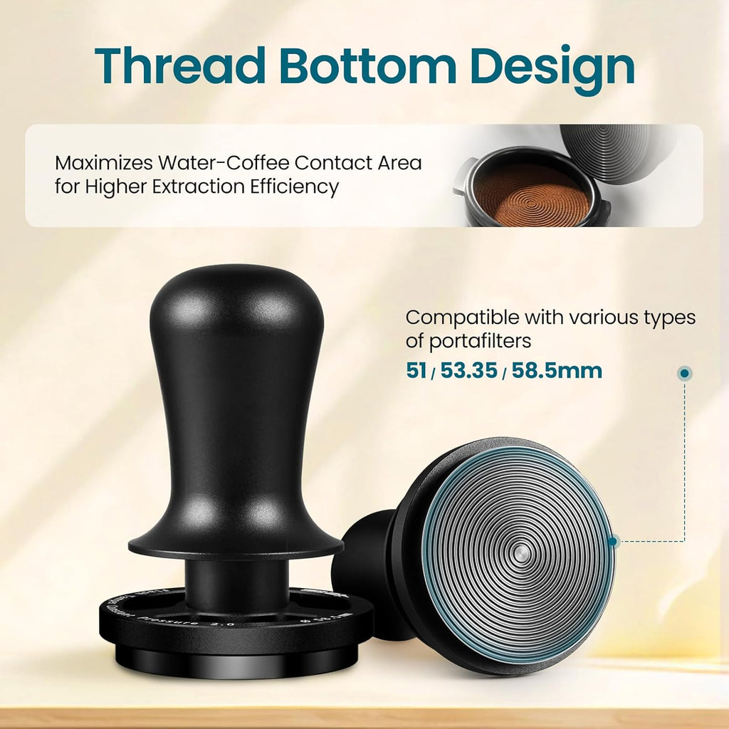 MHW-3BOMBER 53.3mm Espresso Coffee Tamper for Breville, 30lbs Constant Pressure Espresso Hand Tamper with Sound Feedback, Extra 15lbs Spring Loaded, Fit 54mm Portafilter, Astra Tamper, T7017-OS