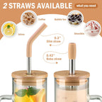 Kodrine Tumbler with Lid and Straw, 24 oz Glass Tumbler with Handle, Iced Coffee Cup Boba Smoothie Cup, Coffee Tumbler Water Tumbler Cups with Bamboo Lid Home Office Tumblers, Amber