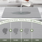 Large Stone Drying Mat for Kitchen Counter, 24" × 16" Diatomite Dish Drying Mat, Quick Dry Stone Mats, Ultra Absorbent Natural Diatomaceous Earth Mats for Dished, Bottles, Dark Grey