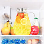 Glass Pitcher with Lid and Spout, veecom 80oz Water Pitchers for Drinks, Large Glass Jug for Juice, Lemonade, Beverage, Iced Tea Pitcher for Fridge, Heat Resistant Water Carafe with Brush