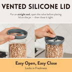 Glass Airtight Food Storage Containers with Silicone and Glass Lids – BPA-Free Jars and Canisters for Pasta Rice Flour, Dry or Wet Foods, Pantry Meal Prep – Set of 5 with Portion Tool