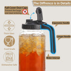 64oz Glass Pitcher with Handle and Lid, 2 Quart Mason Jar Pitcher - Airtight & Leakproof Water Jug with Pour Spout Lid, Glass Containers for Fridge, Perfect for Juice, Cold Brew, Iced & Sun Tea