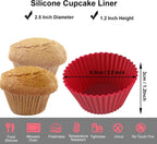 Nalchois Silicone Cupcake Baking Cups 12 Pack, Wine Red Reusable Silicone Muffin Cupcake Liners，Non-Stick Easy Release Silicone Baking Molds BPA Free for Cupcakes Muffins Pudding Tart Jelly Mousse