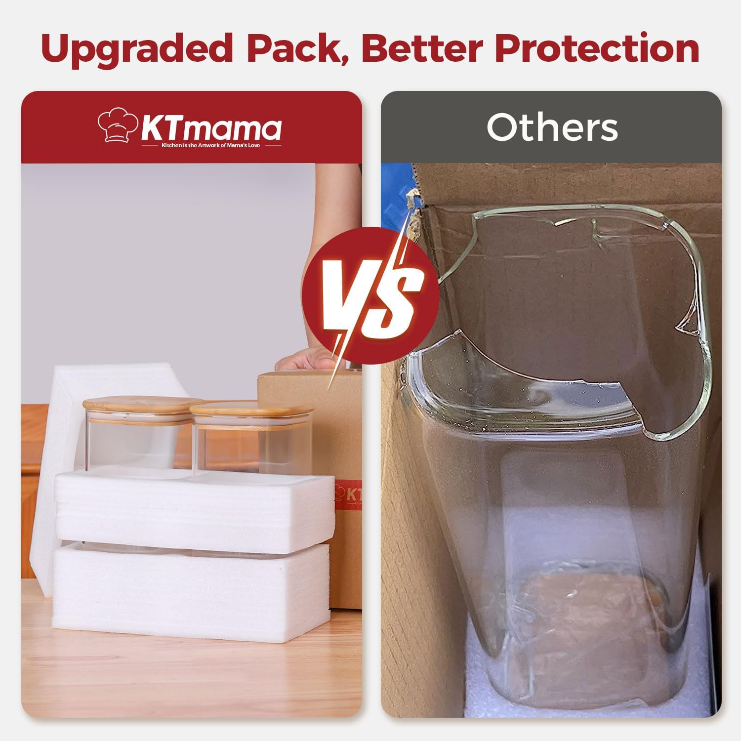 Glass Storage Jars with Bamboo Lid,Airtight Kitchen Canisters for Baking, Food Jar Container for Spices Cookie Tea Coffee Beans Snacks (4 pack 0.6qt)