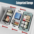 Yatmung Deep Freezer Organizer Bins Expandable - Freezer Baskets for Chest Freezer Adjustable - Freezer Storage Bins with Handle - Freezer Organization Accessories for Kitchen -Green, 2-PACK