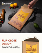 Katbite 75Pcs Unbleached Parchment Paper Sheets 12x16IN, Pre-Cut Heavy Duty Parchment Baking Paper, Non-Stick Half Sheet Brown Baking Parchment Paper for Air Fryer, Baking Cookie [Advanced Series]