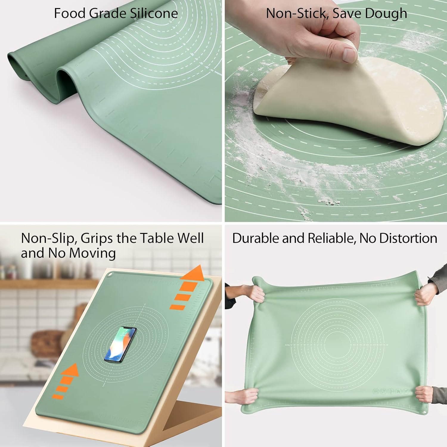 28"X20" Silicone Baking Mat Extra Large Non-stick Pastry Mat with High Edge, Dough Rolling Board for Pastry, Macarons, Pies, Bread, Cookies, Pizza, Fondant, Pasta, Food Grade Silicone Baking Supplies