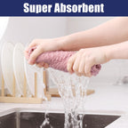 Homaxy Microfiber Waffle Weave Kitchen Towels, 16 x 28 Inch Ultra Absorbent and Solid Color Dish Towels, 6 Pack, Pink