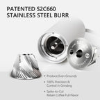 TIMEMORE Chestnut C3S Manual Coffee Grinder with CNC Stainless Steel Conical Burr Capacity 25g, Internal Adjustable Setting, Double Bearing Positioning for Travel, Camping, White